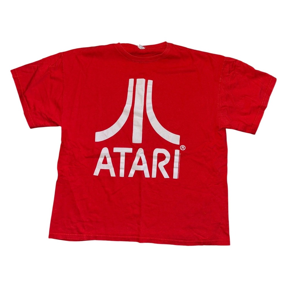 Atari Graphic T-Shirt Mens Large Red Retro Gaming Logo Delta Pro Weight Tee
